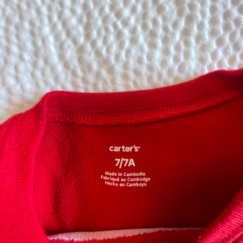 Carter's Girls Size 7 Christmas Pajama Set On Santa's Nice List Red Holiday PJs - Picture 7 of 16